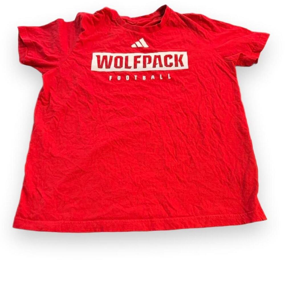 Adidas NC State Wolfpack Football Red Graphic T-Shirt Men's Size L NCAA Fan Gear
